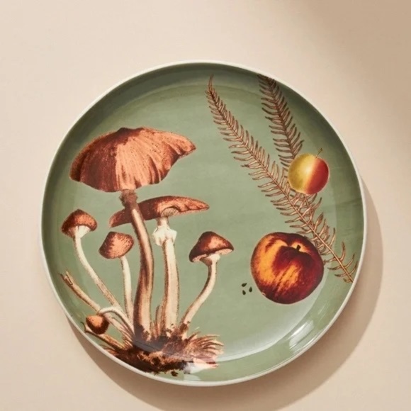 NWT Set of 4 Anthropologie Nature Studies Fungi Dessert Salad Plates - Picture 1 of 3